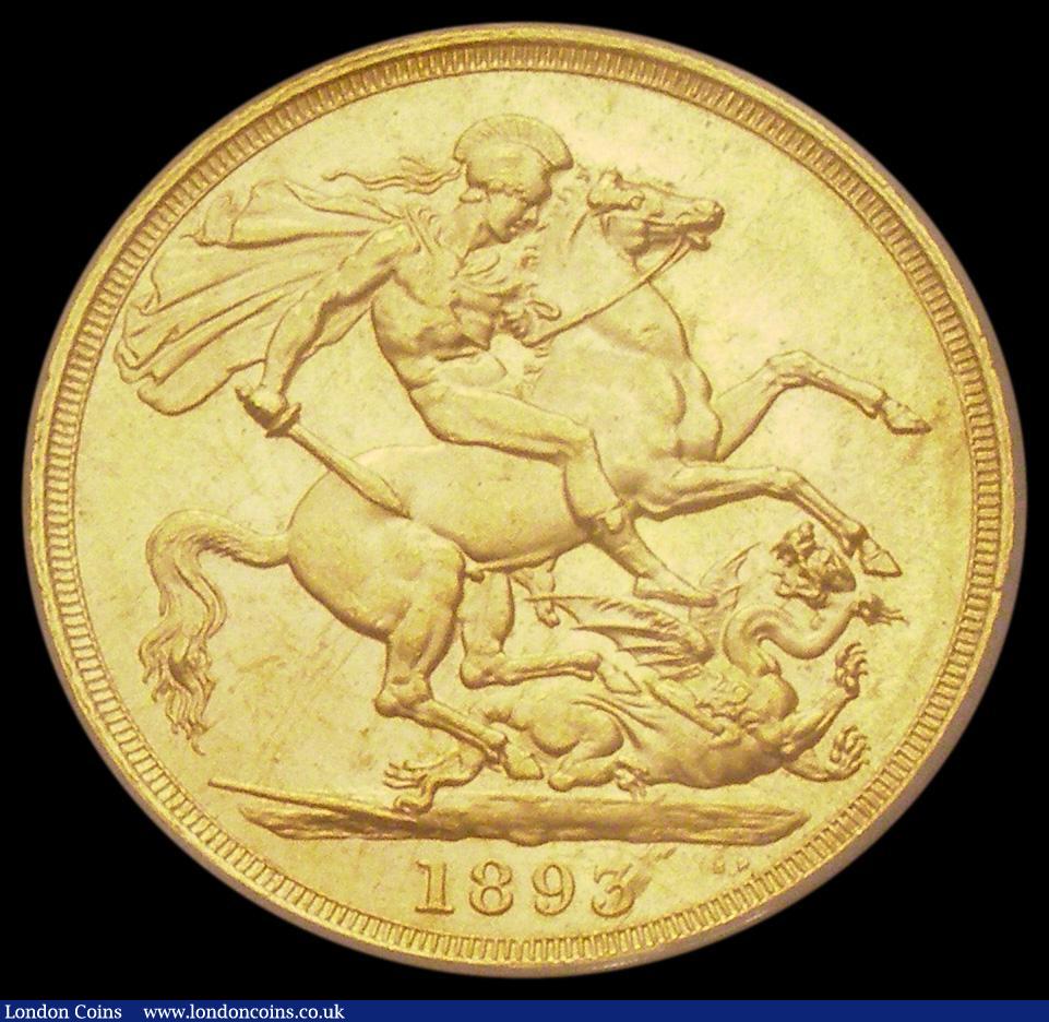 London Coins : A185 : Lot 1858 : Two Pounds 1893 Marsh T35, S.3873, UNC and lustrous, in an LCGS holder and graded LCGS 78