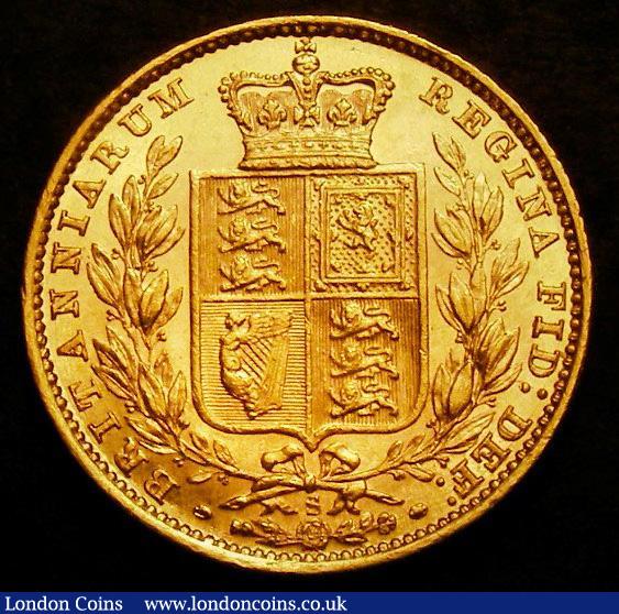 London Coins : A185 : Lot 1939 : Sovereign 1878S Shield Reverse, Marsh 74, S.3855, EF/GEF the reverse lustrous, in an LCGS holder and...