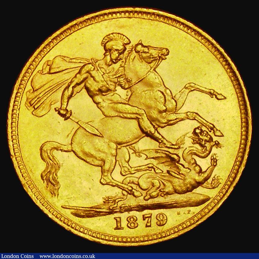 London Coins : A185 : Lot 1941 : Sovereign 1879M George and the Dragon, Horse with medium tail, Larger last stop in B.P., Marsh 101A,...