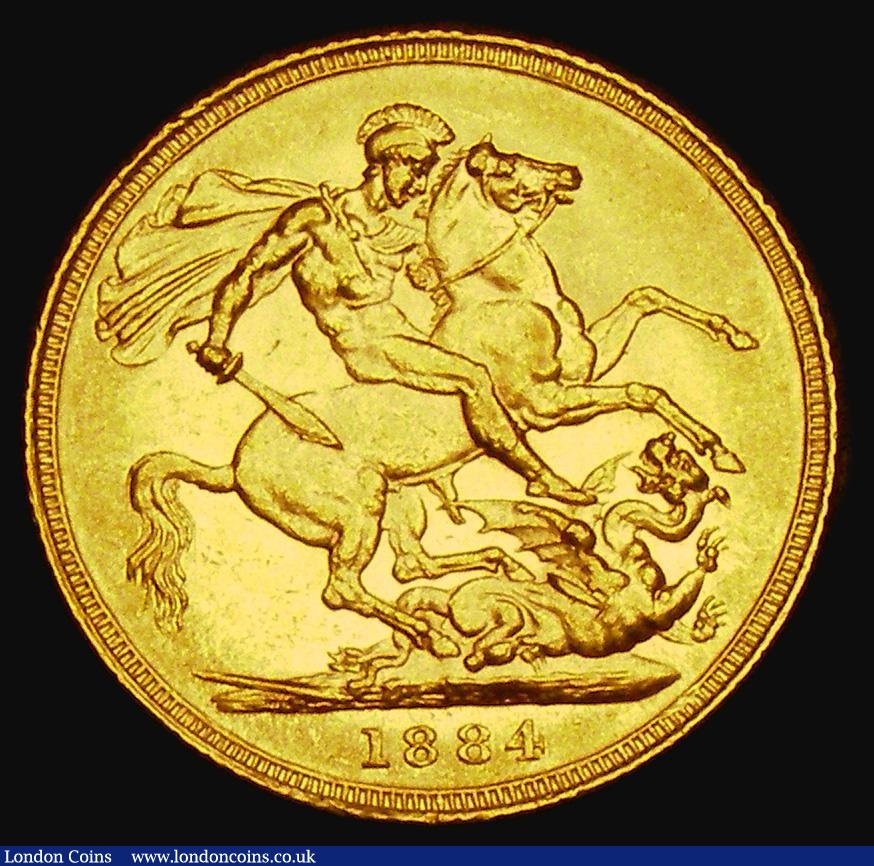London Coins : A185 : Lot 1964 : Sovereign 1884S George and the Dragon, Marsh 121, S.3858E, NEF with some contact marks and small rim...