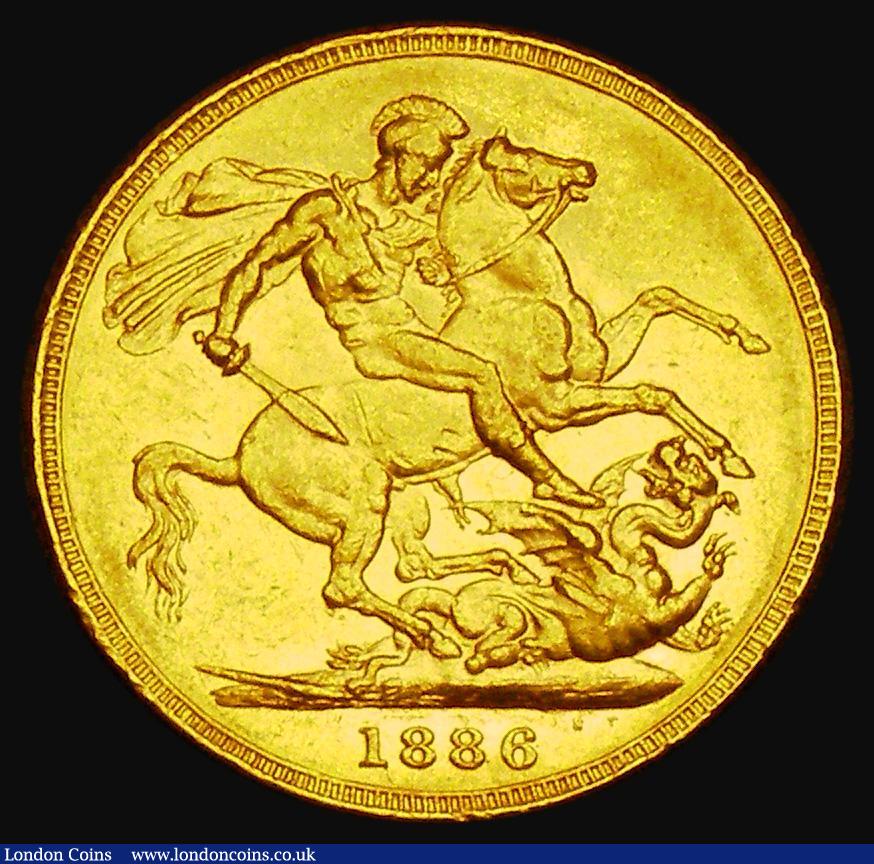 London Coins : A185 : Lot 1971 : Sovereign 1886M George and the Dragon, WW complete on broad truncation, Marsh 108, S.3857C, Near EF/...