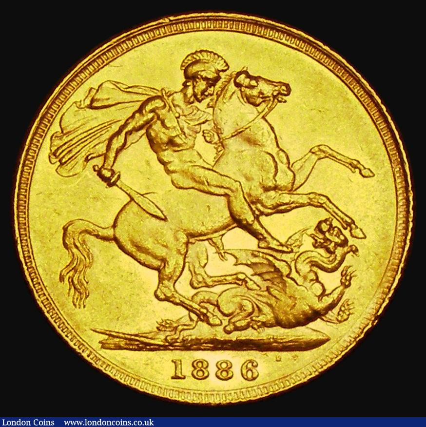 London Coins : A185 : Lot 1973 : Sovereign 1886S George and the Dragon, Marsh 123, S.3858E, NEF with some contact marks