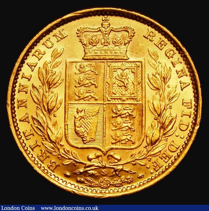 London Coins : A185 : Lot 1974 : Sovereign 1886S Shield Reverse, Marsh 82, S.3855B, GEF/AU and lustrous, the reverse particularly eye...