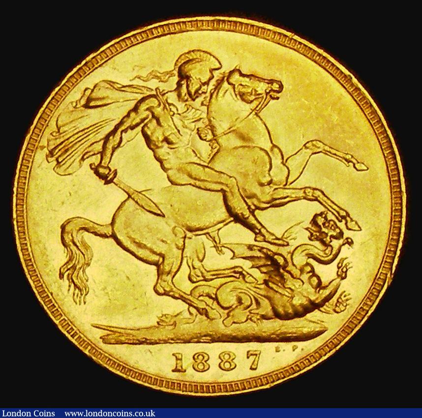 London Coins : A185 : Lot 1977 : Sovereign 1887M Jubilee Head, First Legend, Imperfect J in J.E.B. Marsh 131D, S.3867A, DISH M7, Near...