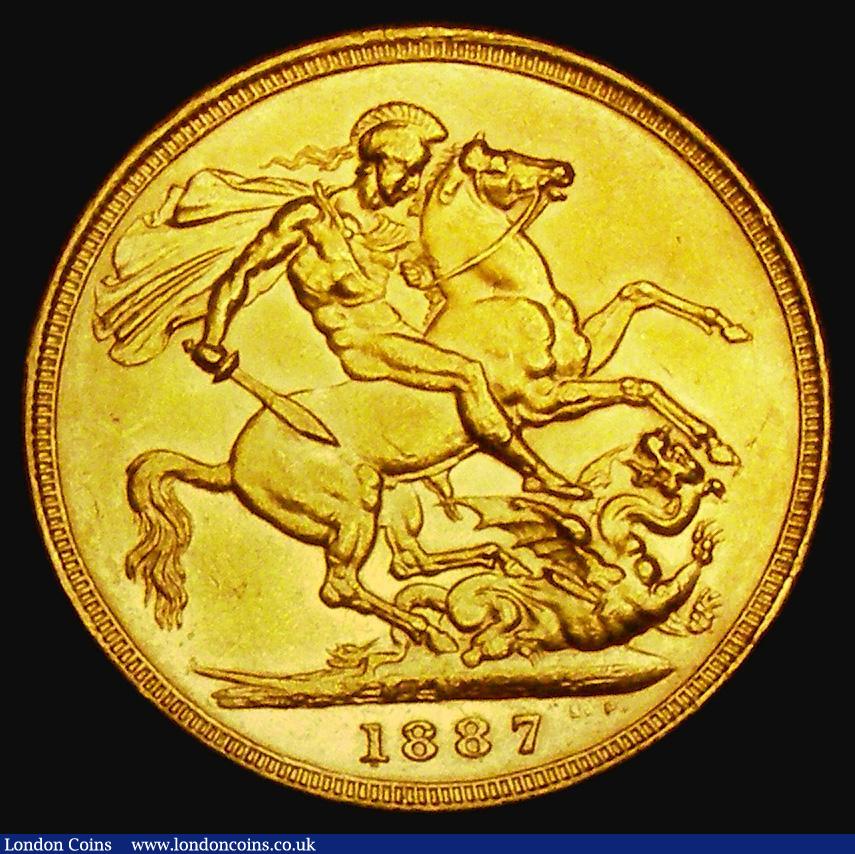 London Coins : A185 : Lot 1978 : Sovereign 1887M Jubilee Head, First Legend, Imperfect J in J.E.B. Marsh 131D, S.3867A, DISH M7, NEF ...
