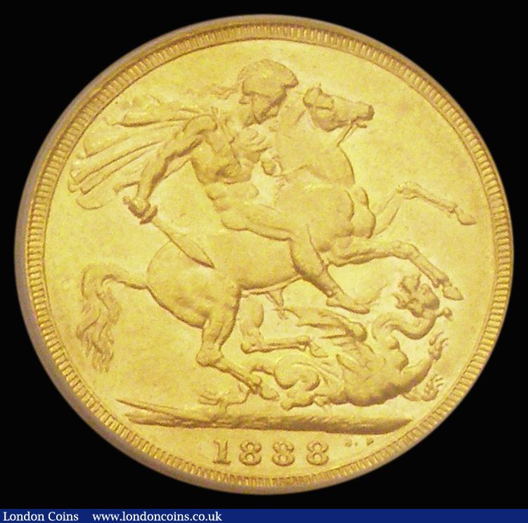 London Coins : A185 : Lot 1985 : Sovereign 1888M G: of D:G: closer to the crown Marsh 132B, S.3867B, DISH M10, EF in an LCGS holder a...