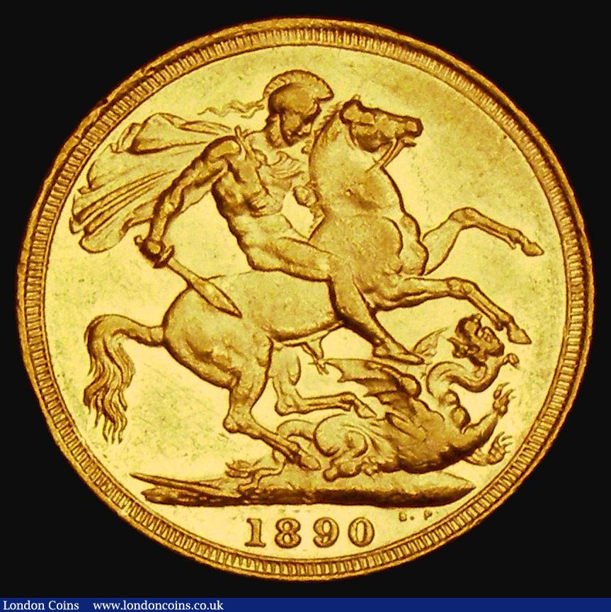 London Coins : A185 : Lot 1992 : Sovereign 1890S G: of D:G: closer to the crown, Marsh 141A, S.3868B, DISH S14, NEF/EF and lustrous