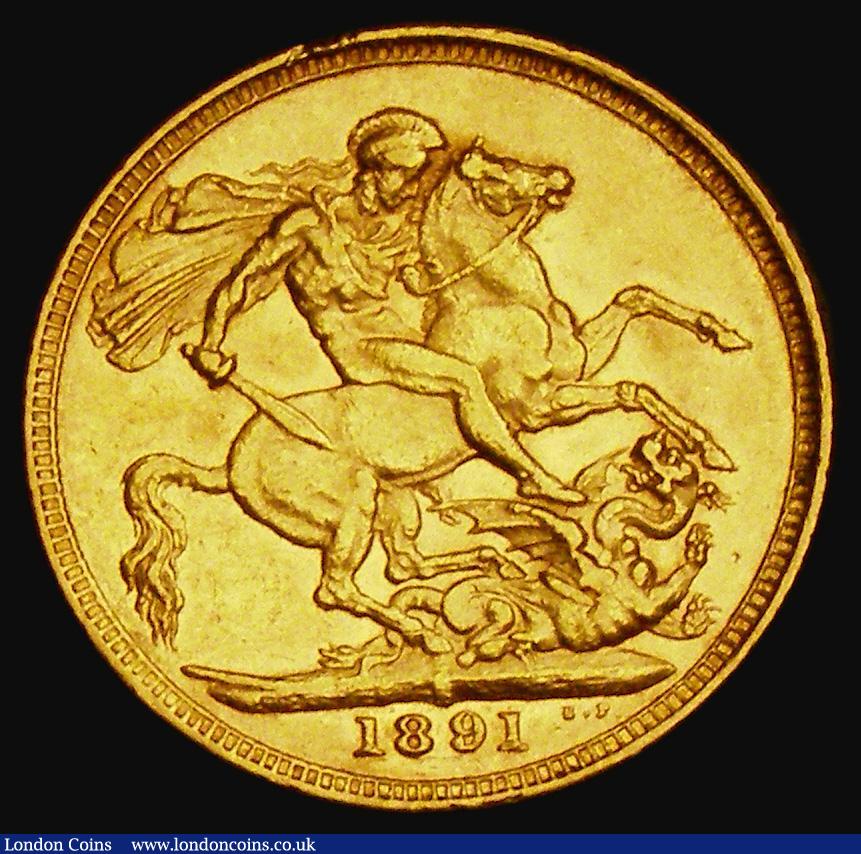 London Coins : A185 : Lot 1995 : Sovereign 1891S G: of D:G: closer to the crown, Marsh 142, S.3868C, DISH S15, VF/GVF
