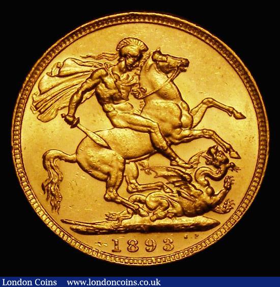 London Coins : A185 : Lot 2000 : Sovereign 1893M Jubilee Head, Marsh 137, S. 3867C, DISH M18, EF and lustrous, in an LCGS holder and ...