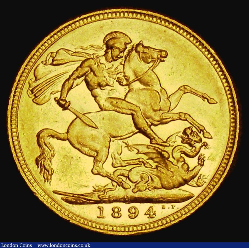 London Coins : A185 : Lot 2005 : Sovereign 1894M Marsh 154, S.3875, NEF/EF the reverse lustrous