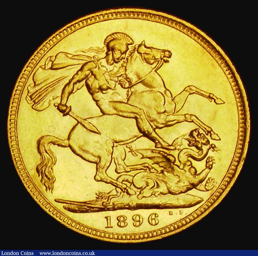 London Coins : A185 : Lot 2011 : Sovereign 1896M Marsh 156, S.3875, EF and lustrous with some contact marks and edge nicks