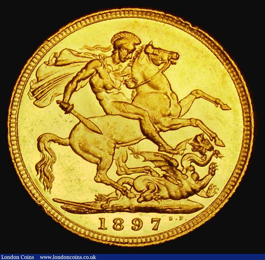 London Coins : A185 : Lot 2014 : Sovereign 1897S Marsh 166, S.3877, GEF and lustrous with some contact marks the reverse retaining so...