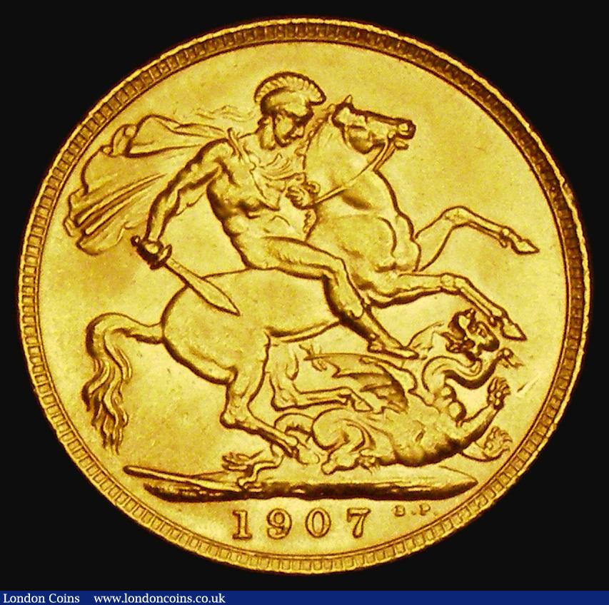 London Coins : A185 : Lot 2050 : Sovereign 1907 Marsh 179, S.3969, Near EF the obverse with some contact marks