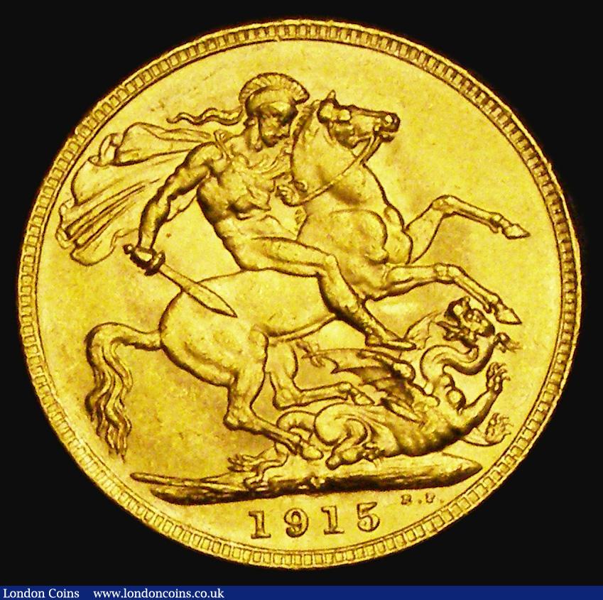 London Coins : A185 : Lot 2089 : Sovereign 1915M Marsh 233, S.3999, EF with some scratches in the obverse field