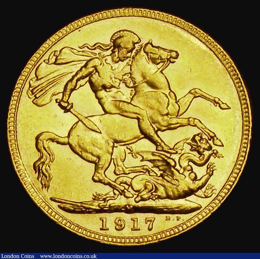 London Coins : A185 : Lot 2097 : Sovereign 1917M Marsh 235, S.3999, About EF