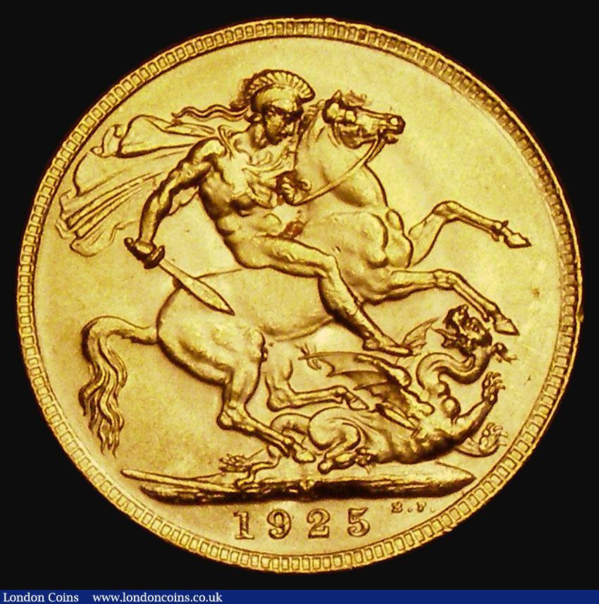 London Coins : A185 : Lot 2120 : Sovereign 1925M Marsh 243, S.3999, Lustrous UNC with minor contact marks, the reverse with some smal...