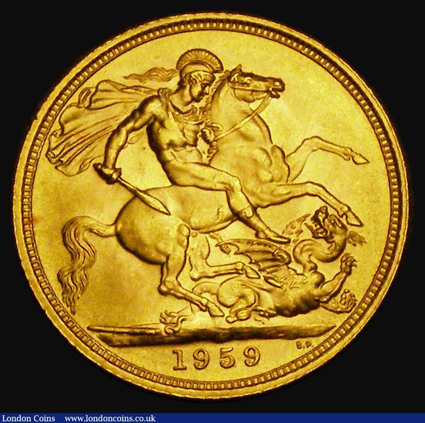 London Coins : A185 : Lot 2144 : Sovereign 1959 Marsh 299, S.4125, Lustrous UNC with a small spot on the portrait