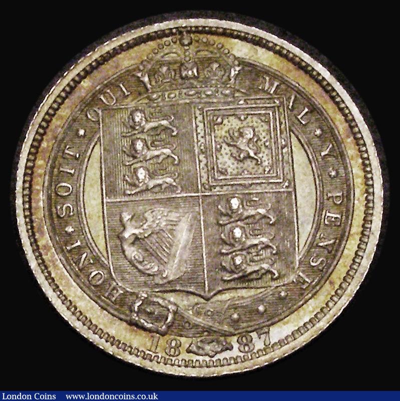 London Coins : A185 : Lot 2811 : Sixpence 1887 Jubilee Head, Withdrawn type, R over I in VICTORIA, Bull 3265, Davies 1152, UNC and ch...