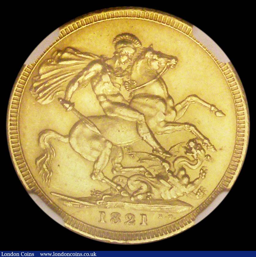 London Coins : A185 : Lot 2858 : Sovereign 1821 Marsh 5, S.3800, in an NGC holder AU Details - Cleaned
