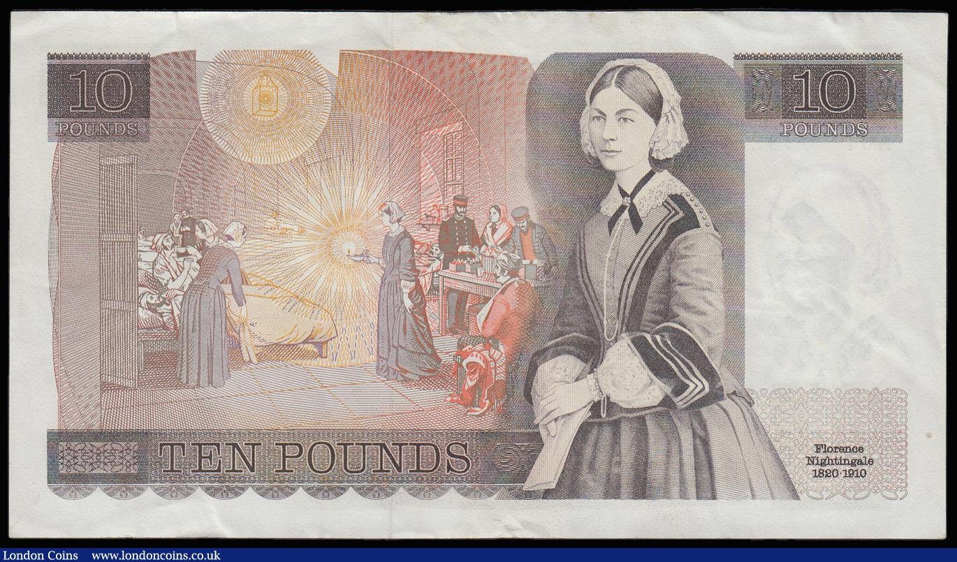London Coins : A185 : Lot 286 : Ten Pounds Page Florence Nightingale B331 issued 1975, replacement first run M01 093236 VF and scarc...
