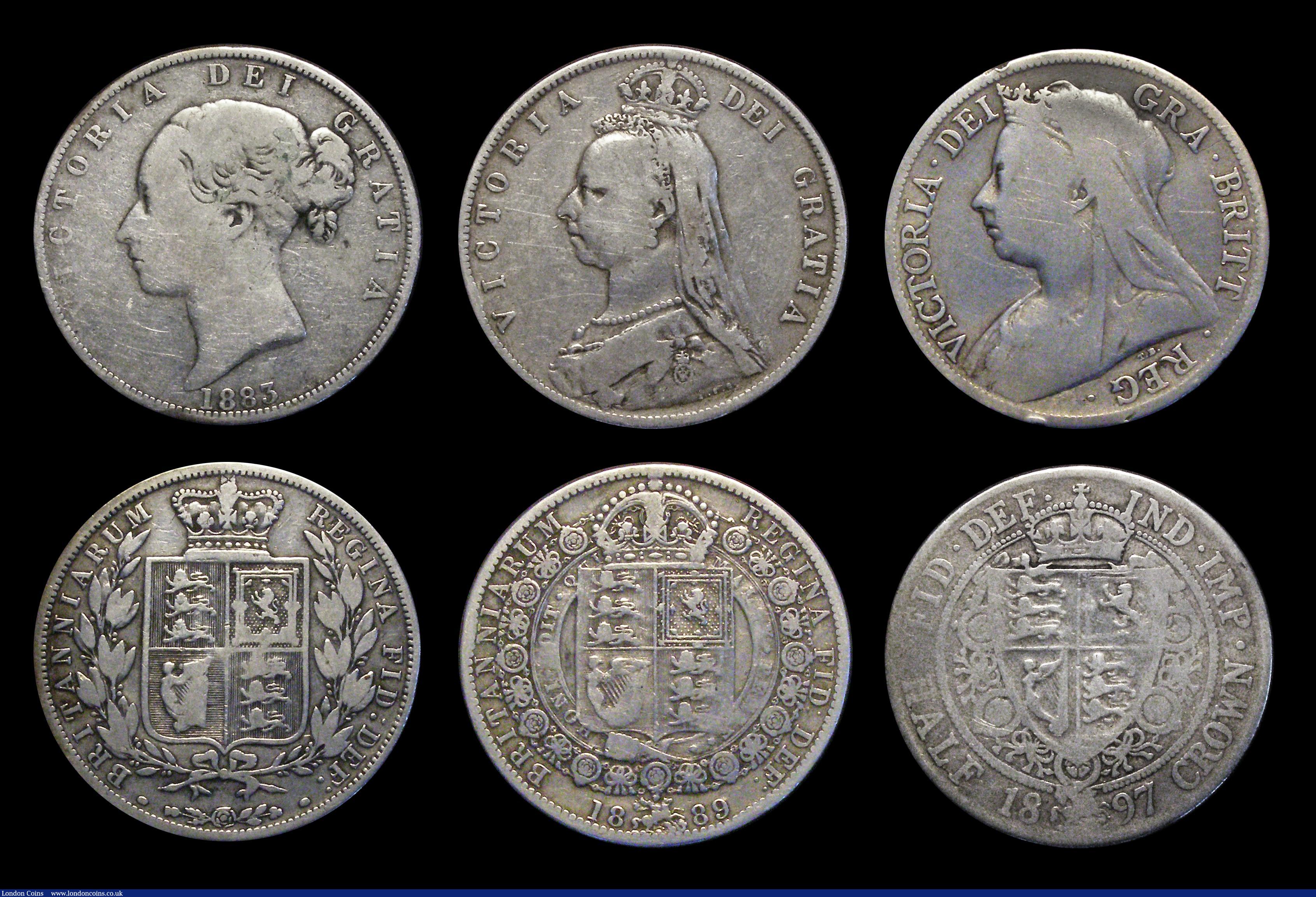 London Coins : A185 : Lot 3165 : Halfcrowns (6) 1818, 1821, 1846, 1883, 1889, 1897 Fair to VG