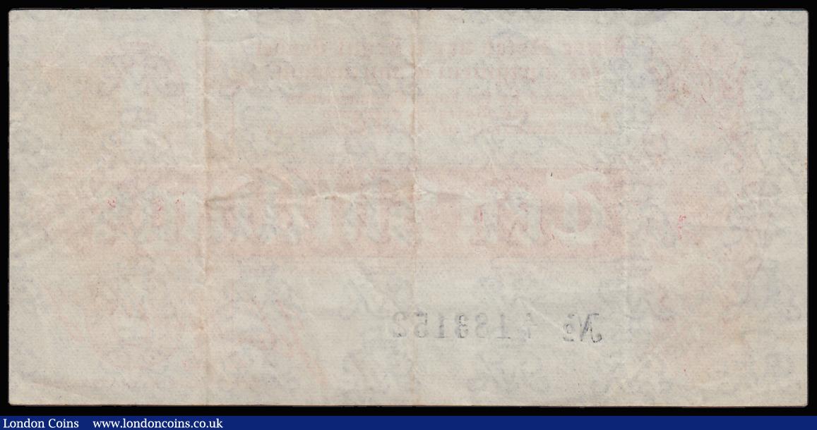 London Coins : A185 : Lot 7 : Ten Shillings Bradbury T9 First issue Dash in No. ornate font and 6 digit serial issued 1914 serial ...