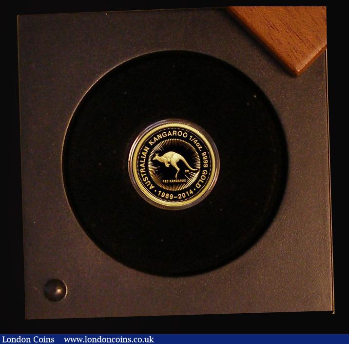 London Coins : A185 : Lot 891 : Australia 25 Dollars 2014 Kangaroo, 25th Anniversary of the Kangaroo coin. Quarter Ounce Gold Proof ...