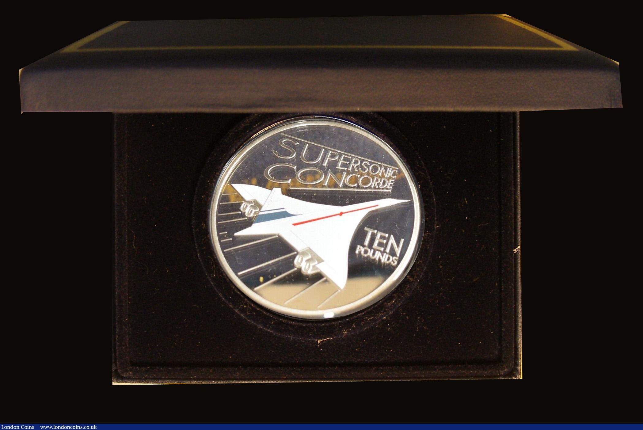 London Coins : A185 : Lot 919 : Guernsey Ten Pounds 2009 Concorde Supersonic 5 ounce Silver Proof FDC in Westminster's presenta...