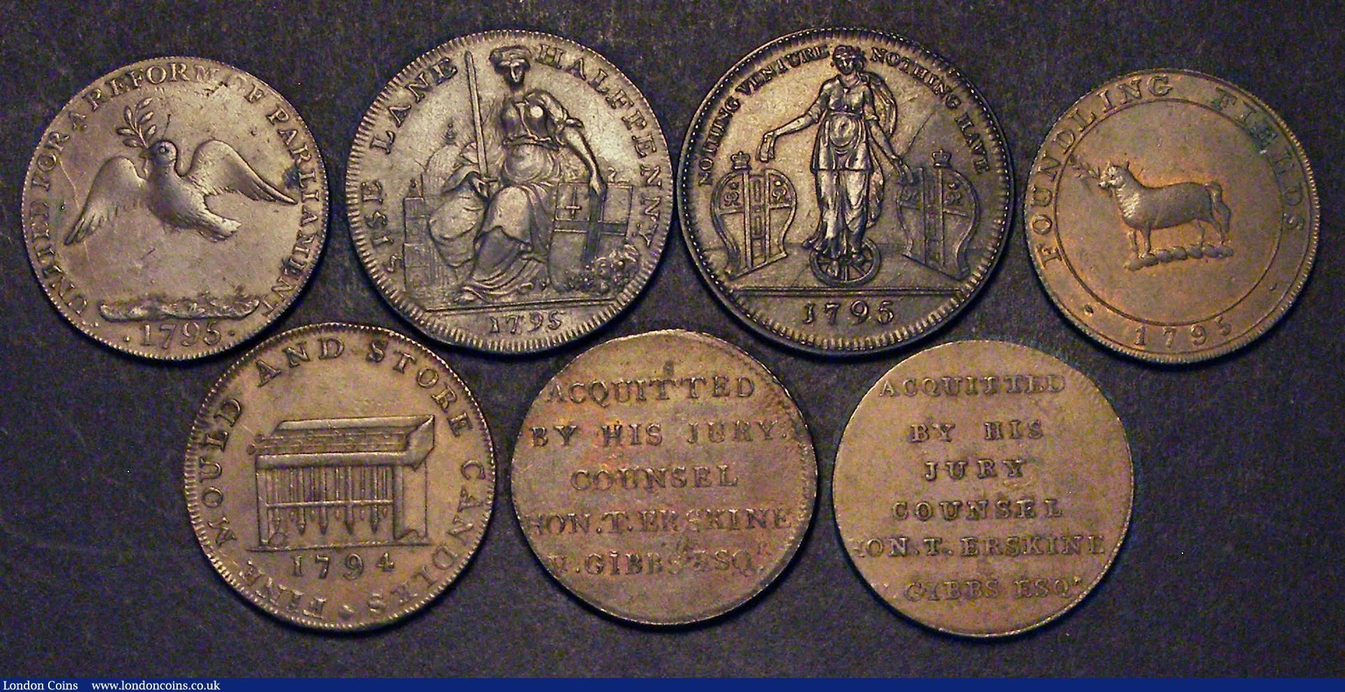 London Coins : A185 : Lot 986 : Halfpennies 18th Century Middlesex (7) Corresponding Society 1795 Obverse: The fable of the bundle o...