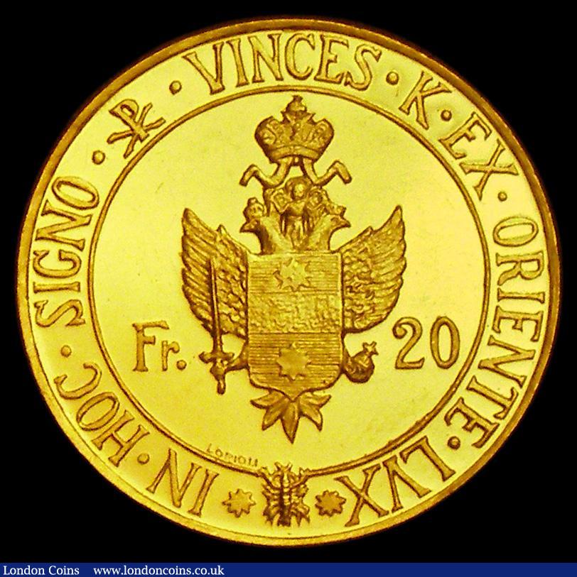 London Coins : A186 : Lot 1211 : Trebizond 20 Francs 1955 Gold Fantasy Coinage x#3, 6.45 grammes of 0.900 gold, the obverse with hair...