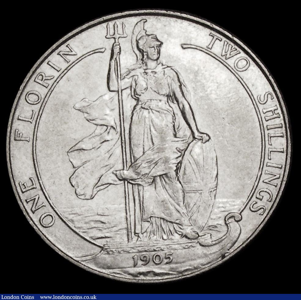 London Coins : A186 : Lot 1550 : Florin 1905 ESC 923, Bull 3581, GVF with some small rim nicks, the Key date in the Edward VII series