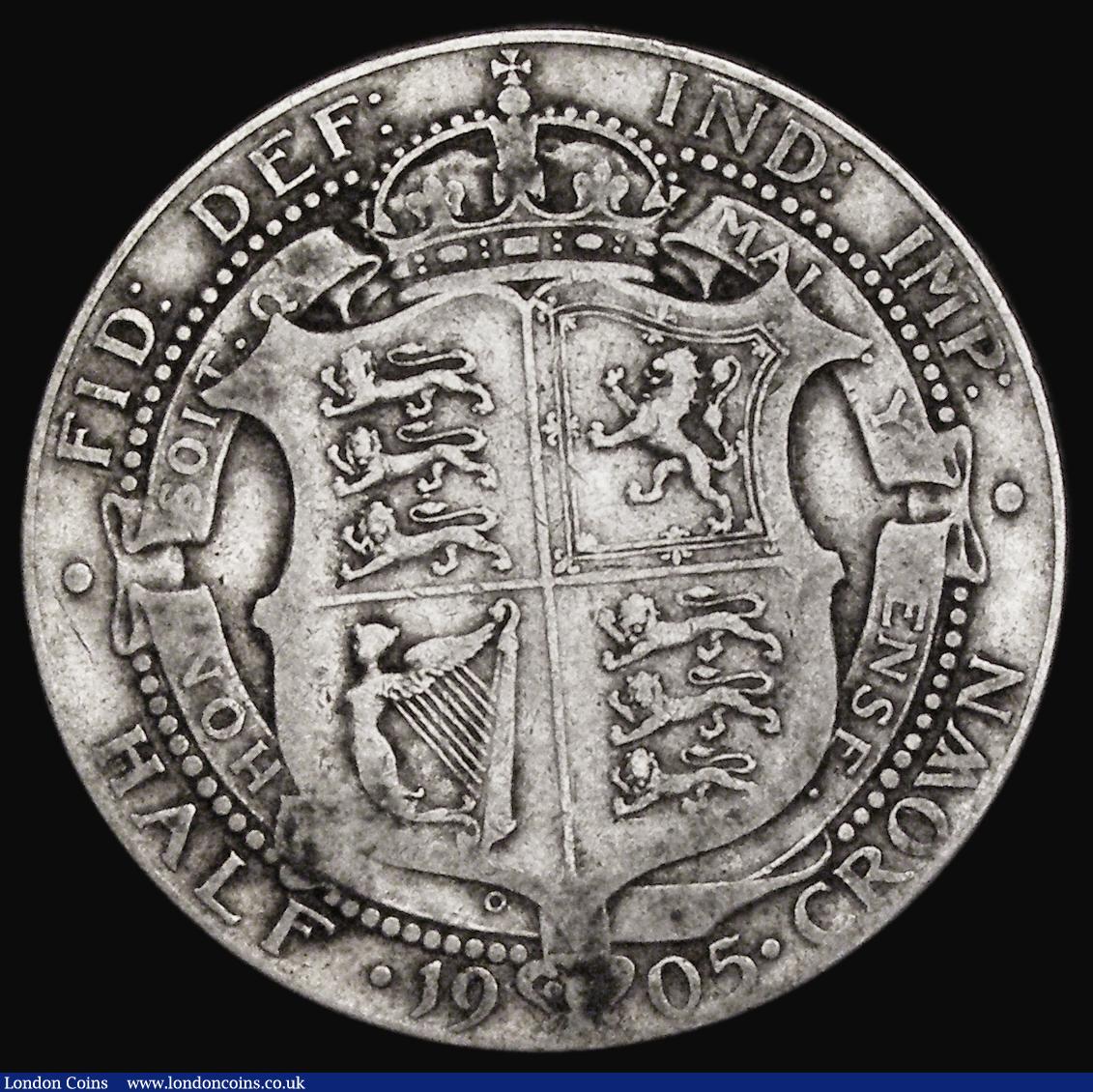 London Coins : A186 : Lot 1735 : Halfcrown 1905 ESC 750, Bull 3571 VG, Very Rare, the key date in the series