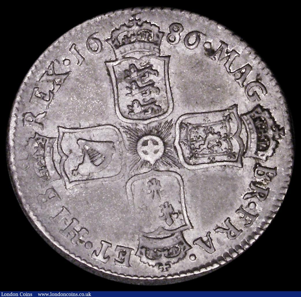 London Coins : A186 : Lot 1945 : Shilling 1686 ESC 1070, Bull 765, Fine with grey tone