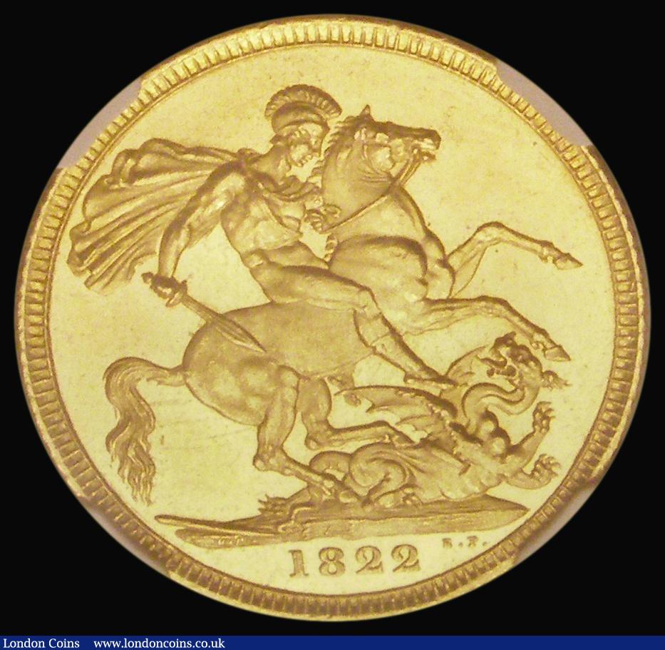 London Coins : A186 : Lot 2210 : Sovereign 1822 Marsh 6 Choice and Brilliant Unc the reverse prooflike and graded MS64 by NGC