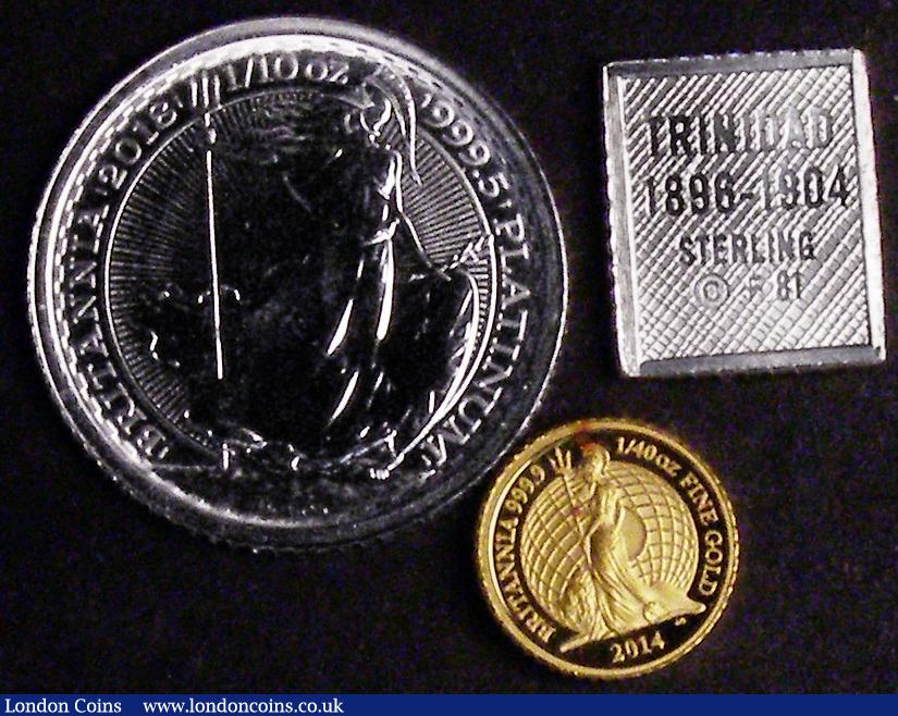 London Coins : A186 : Lot 2590 : Ten Pounds Platinum Britannia One Tenth Ounce Platinum 2018 S/BPA3 UNC in capsule, Fifty Pence Gold ...
