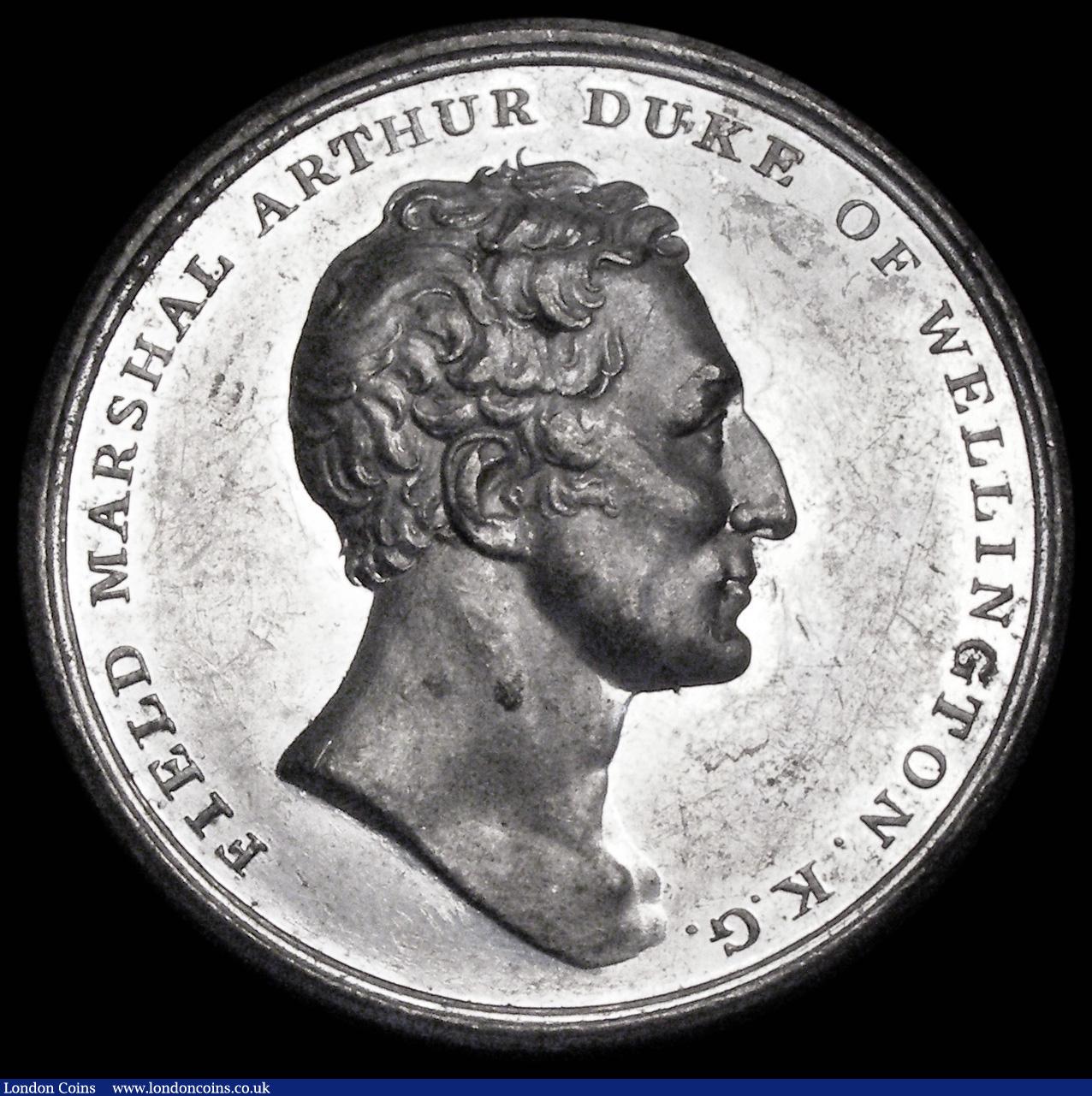 London Coins : A186 : Lot 787 : Death of the Duke of Wellington 1852 42mm diameter in White Metal , unsigned, Obverse: Head right, F...
