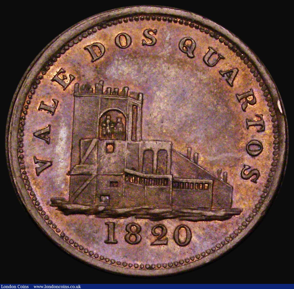 London Coins : A186 : Lot 942 : Gibraltar Two Quartos 1820 KM#Tn9, Pridmore 24, UNC or very near so with light cabinet friction to t...
