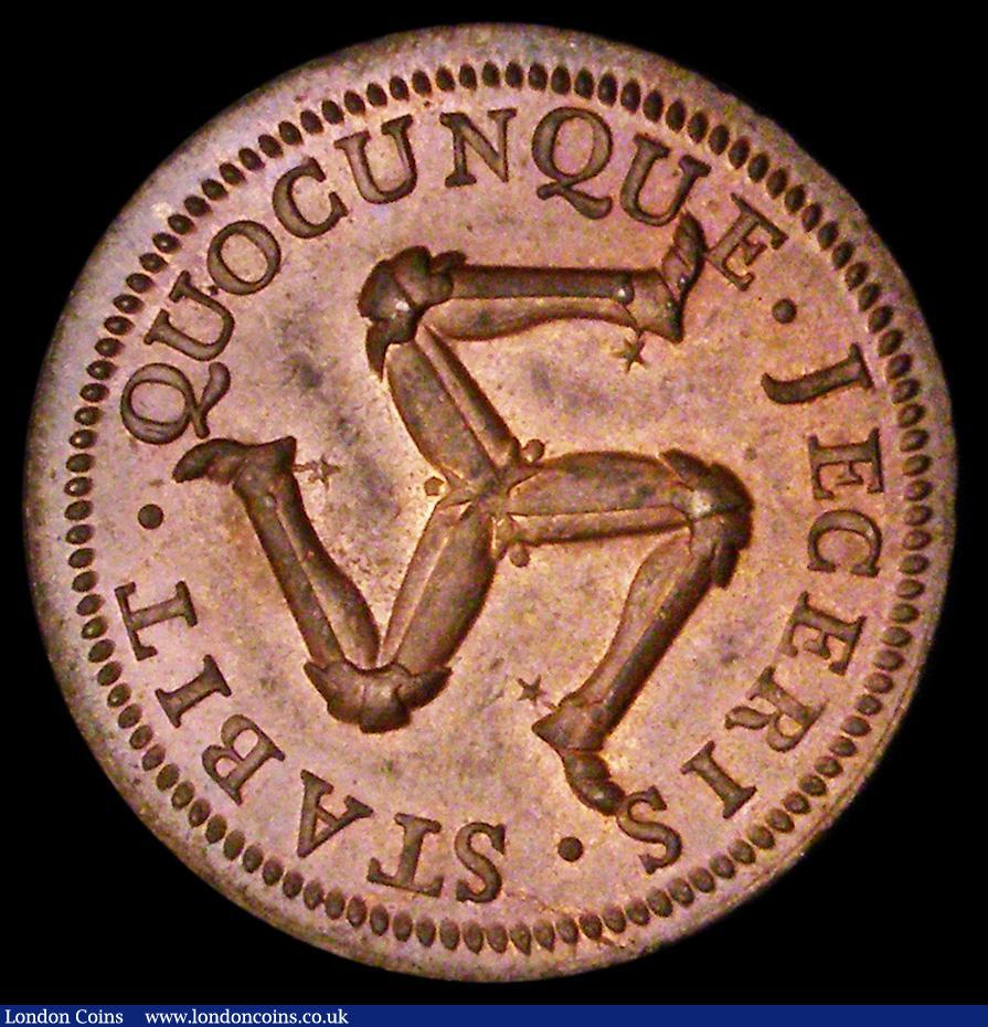 London Coins : A186 : Lot 952 : Isle of Man Halfpenny 1758 S.7412, Pridmore 130, M.53, UNC or very near so, with traces of lustre, E...