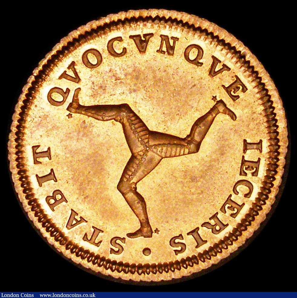 London Coins : A186 : Lot 953 : Isle of Man Halfpenny 1786 grained edge, S.7414, Pridmore 31, M.60, UNC with around 75% mint lustre,...