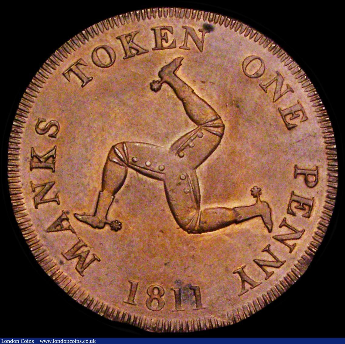 London Coins : A186 : Lot 969 : Isle of Man Penny Token 1811 Douglas Obverse: Figure of Atlas kneeling, globe on his shoulders, PAYA...