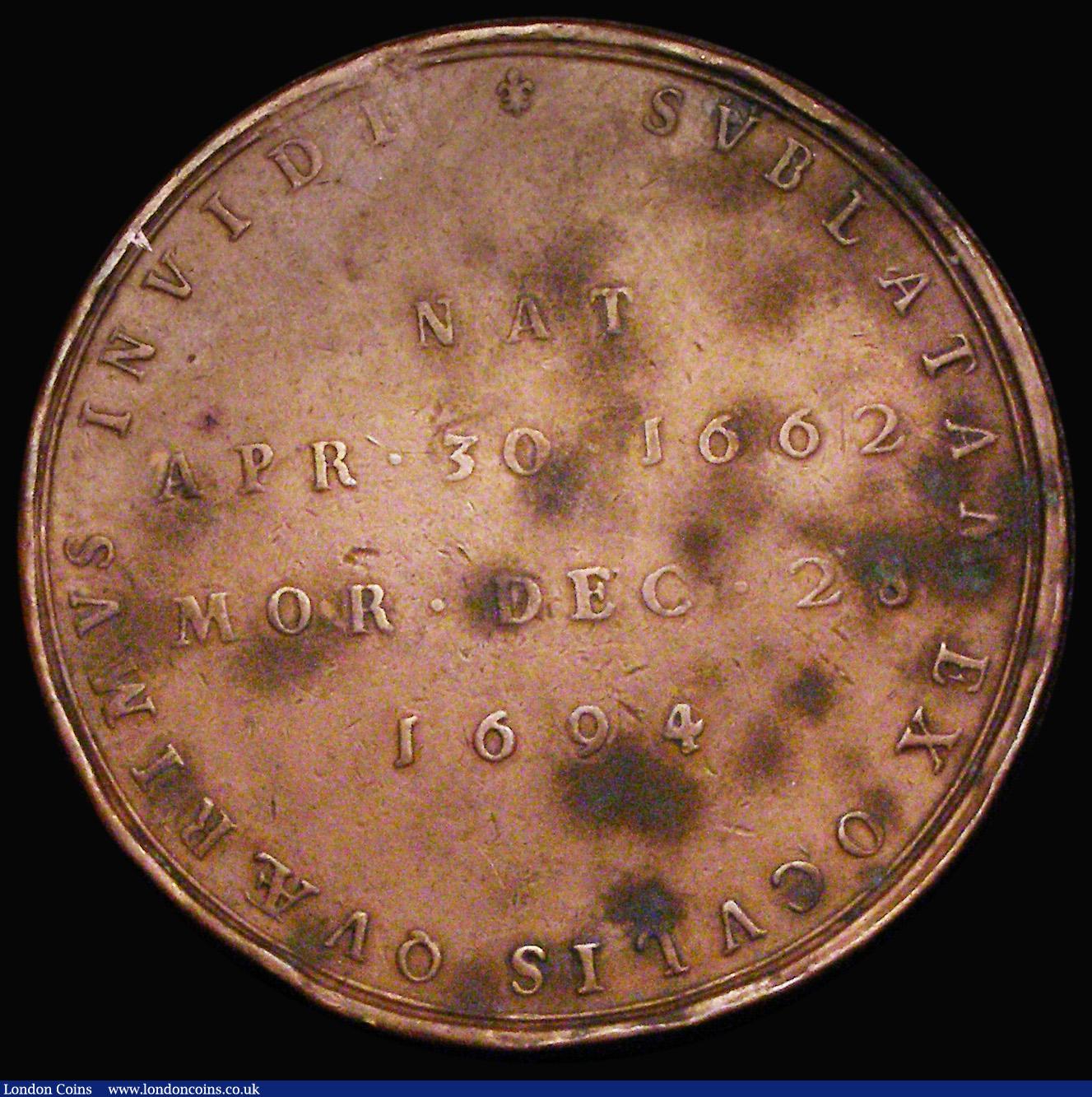 London Coins : A187 : Lot 1005 : Death of Mary II 1694 49mm diameter in bronze by J. & N. Roettier Obverse: Bust right, draped, M...