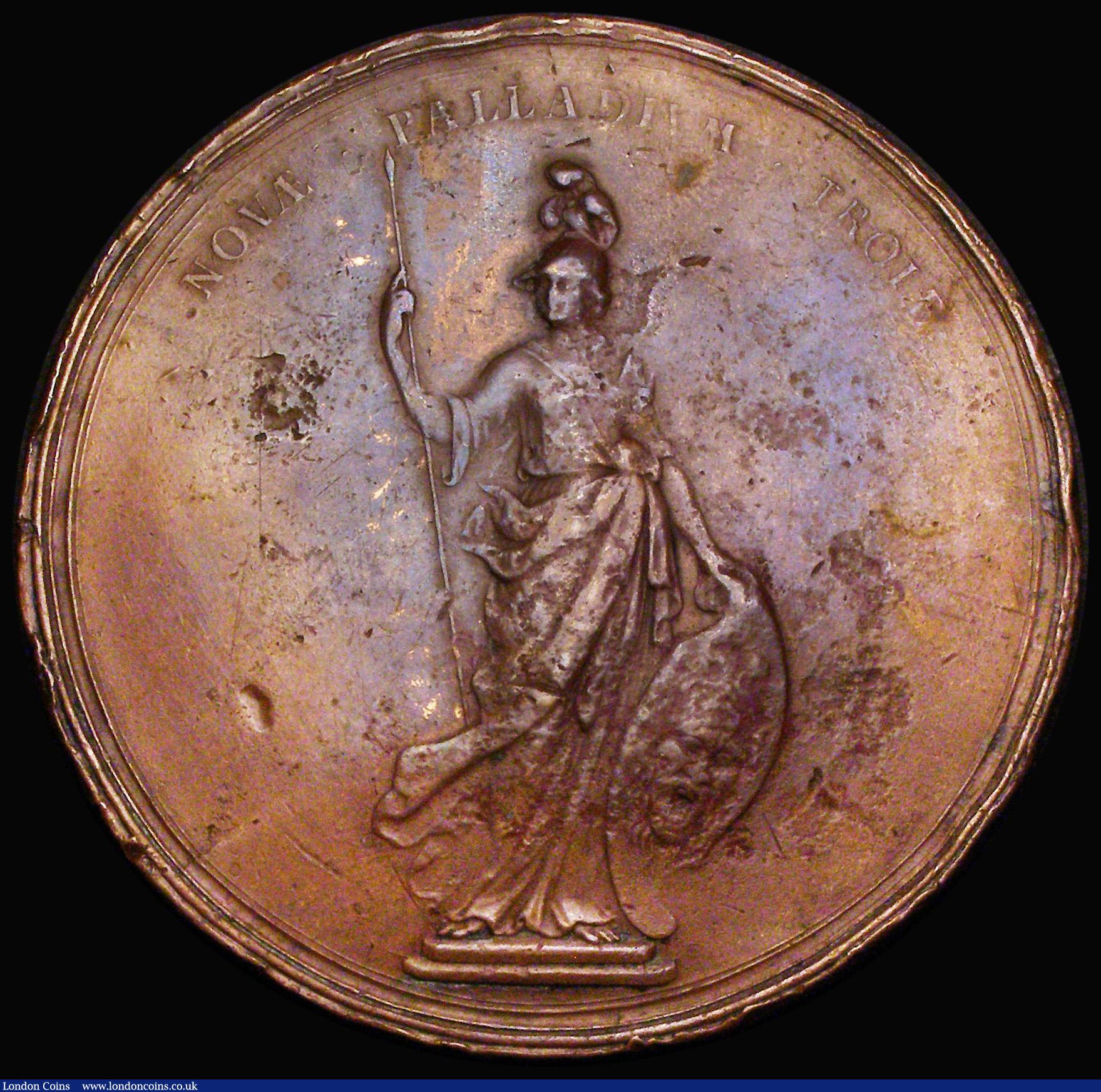 London Coins : A187 : Lot 1008 : Act of Union 1707 69mm diameter in bronze by J. Croker Obverse: Bust of Queen Anne left, crowned and...