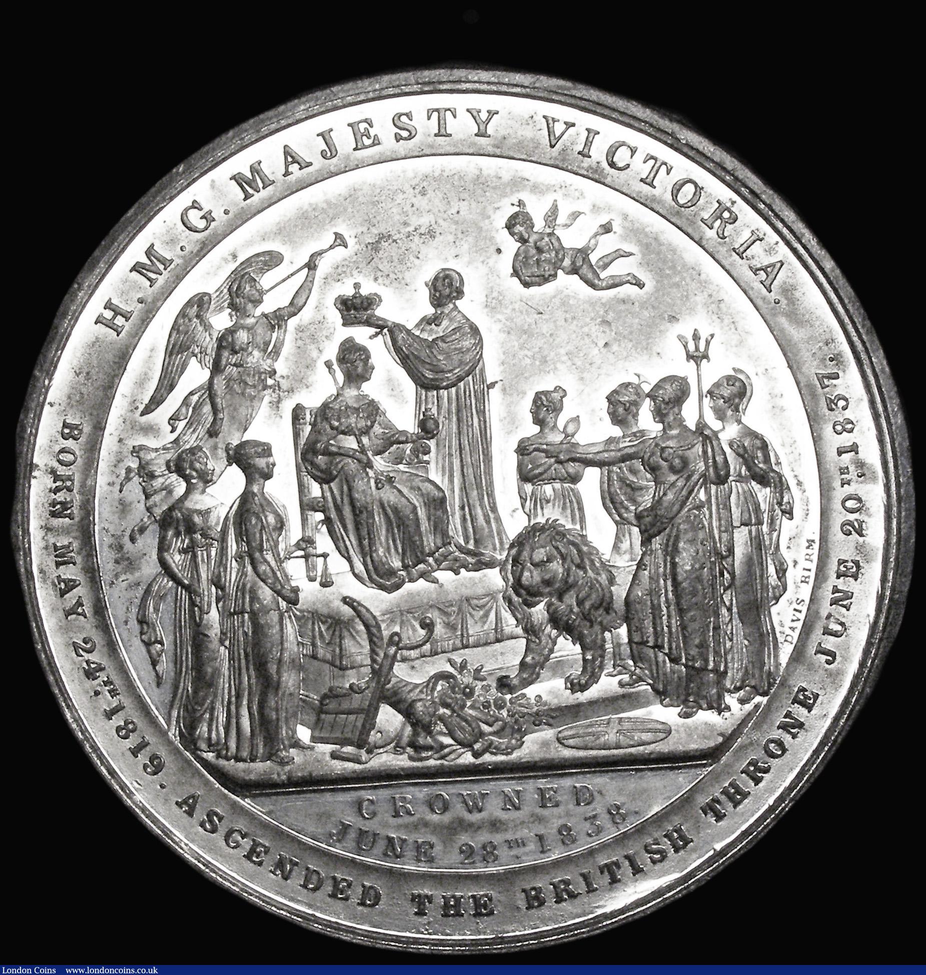 London Coins : A187 : Lot 1057 : Coronation of Queen Victoria 1838 64mm diameter in White Metal by J. Davis, Obverse: Head of Victori...