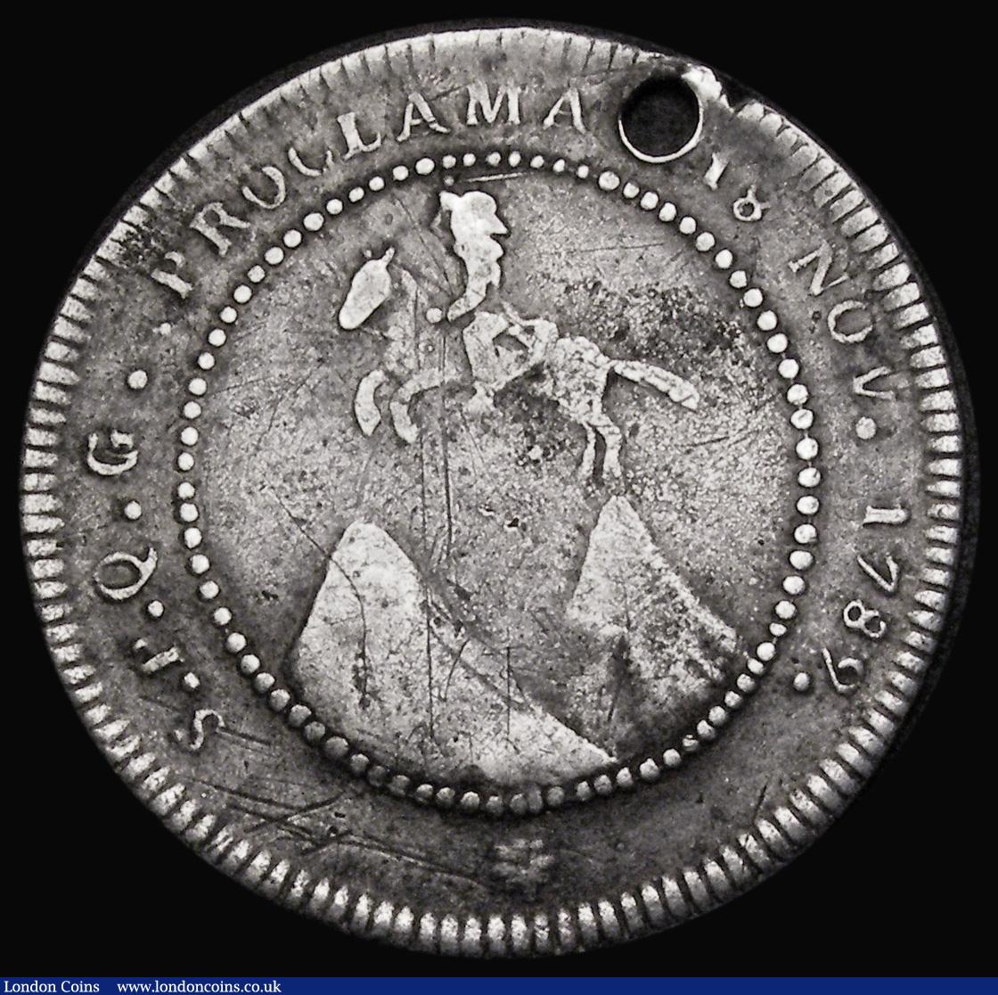 London Coins : A187 : Lot 1373 : Guatemala Two Reales 1789 Charles IV Proclamation coinage, Obverse: Bust right with P.G.A. below, Re...