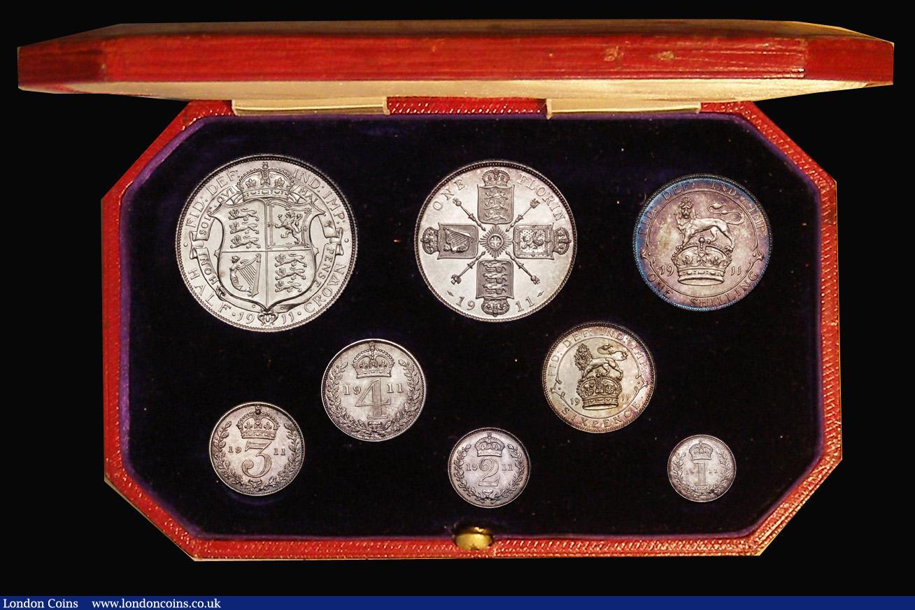 London Coins : A187 : Lot 1699 : Proof Set 1911 (8 coins) Halfcrown to Maundy Penny Halfcrown, Florin, Shilling and Sixpence UNC to F...