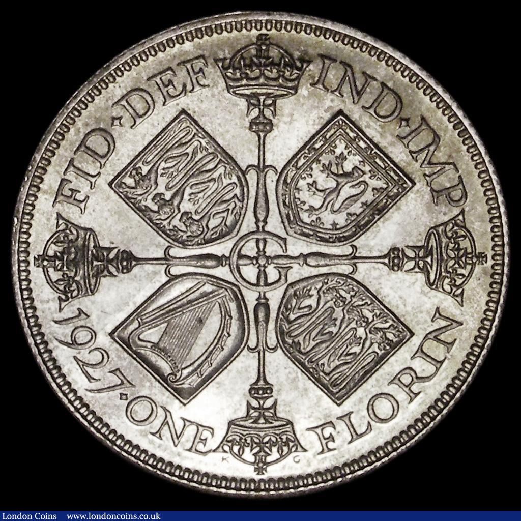 London Coins : A187 : Lot 1892 : Florin 1927 Proof ESC 947, Bull 3779 UNC toned with some small spots in the lower crown on the rever...