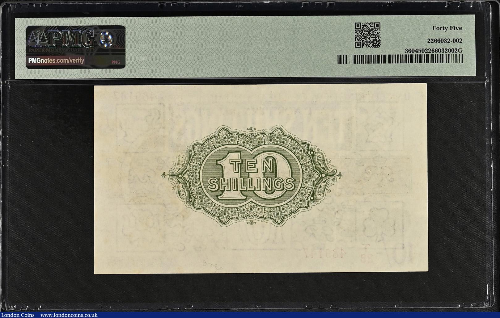 London Coins : A187 : Lot 34 : Ten Shillings Warren Fisher T33 issued 1927 series T/28 489147, Northern Ireland in title, Choice Ex...