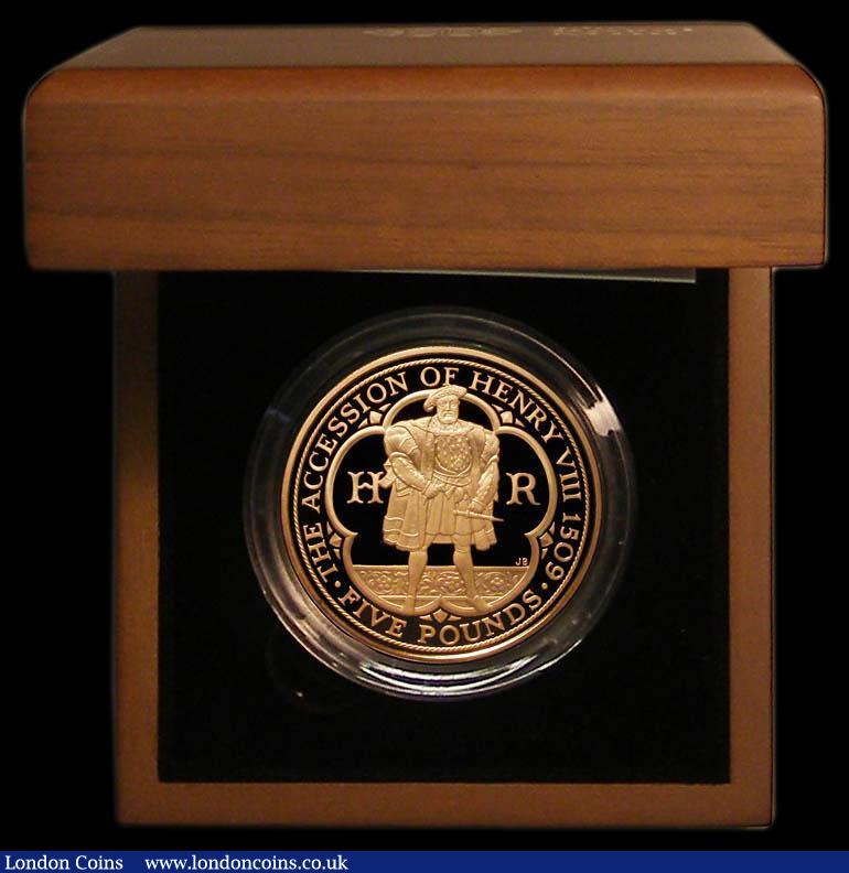 London Coins : A187 : Lot 595 : Five Pound Crown 2009 Henry VIII 500th Anniversary of his Accession S.L20 Gold Proof FDC in the Roya...