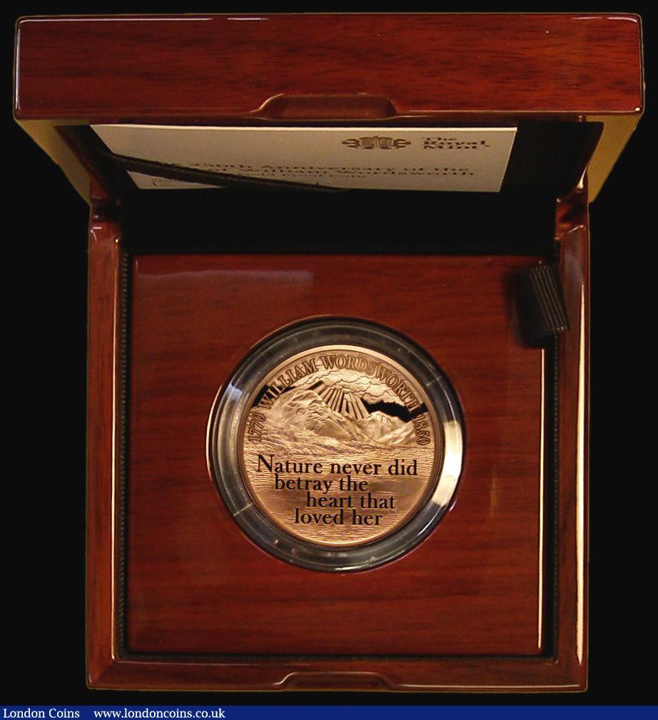 London Coins : A187 : Lot 606 : Five Pound Crown 2020 250th Anniversary of the Birth of William Wordsworth S.L88 Gold Proof, Reverse...