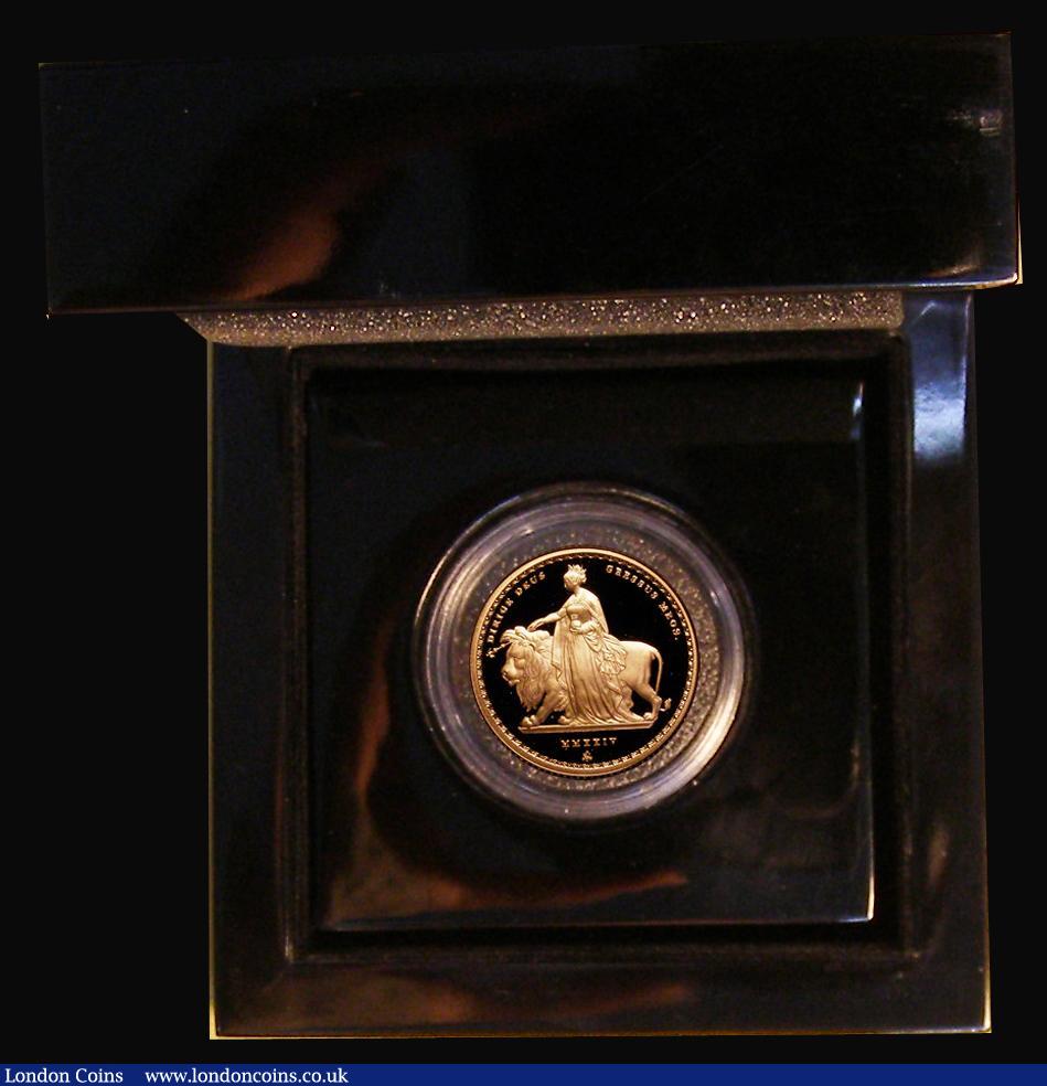 London Coins : A187 : Lot 909 : St. Helena Sovereign 2024 The William Wyon Una and The Lion Gold Sovereign Gold Proof Piedfort FDC i...